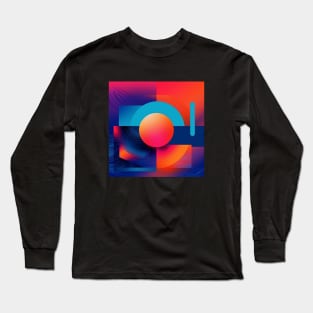 Orange Blue Abstract Geometric Art Long Sleeve T-Shirt